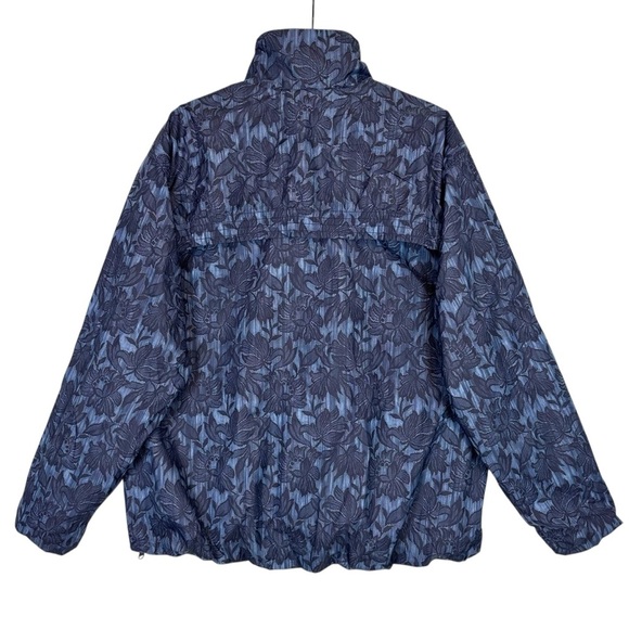 Athleta Sightseer Lace Jacket Navy Blue Floral Mesh Zip Bomber Windbreaker Large - Picture 12 of 14